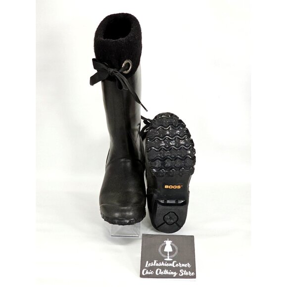 Bogs Women's Black Rubber Alex Solids Tall Lined Rain Boots Size 8 1713 - Picture 3 of 15